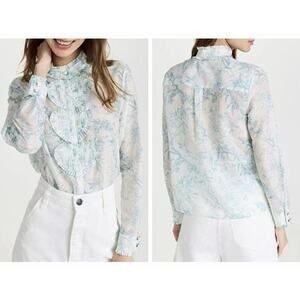 Women Alice + Olivia Stand Collar Floral Long Sleeve Shirt Top
